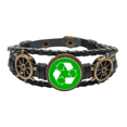 thumbnail image 1 of Reciclar el cuadrado verde marca de advertencia Pulsera marina tejida en cuero, 1 of 4