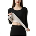 thumbnail image 3 of MOJOGO Women's Thermal Underwear Solid Color Long Sleeve Crewneck Base Layer Strenchy Undershirt for Cold Weather Black 2XL, 3 of 4