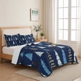 thumbnail image 5 of Quilts Twin XL Size Bedding Set, Navy Blue Christmas Lightweight Quilted Comforter, Black White Xmas Trees Rustic Winter Reversible Bedspread Coverlet with Pillow Covers for All Season, 68" x 98", 5 of 9