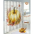 thumbnail image 6 of Thanksgiving Fall Shower Curtains for Bathroom, Watercolor Yellow Pumpkin Wood Grain Waterproof Fabric Shower Curtain for Bathroom Bathtub Decoration, Machine Washable, 72"x72", 6 of 9