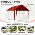 thumbnail image 2 of Kimunuk 10' x 20' Canopy Replacement Cover, Outdoor Portable Carport Replacement Canopy with Ball Bungees for Car Garage Shelter Tent Party Tent, Red ,Frame is Not Included, 2 of 6