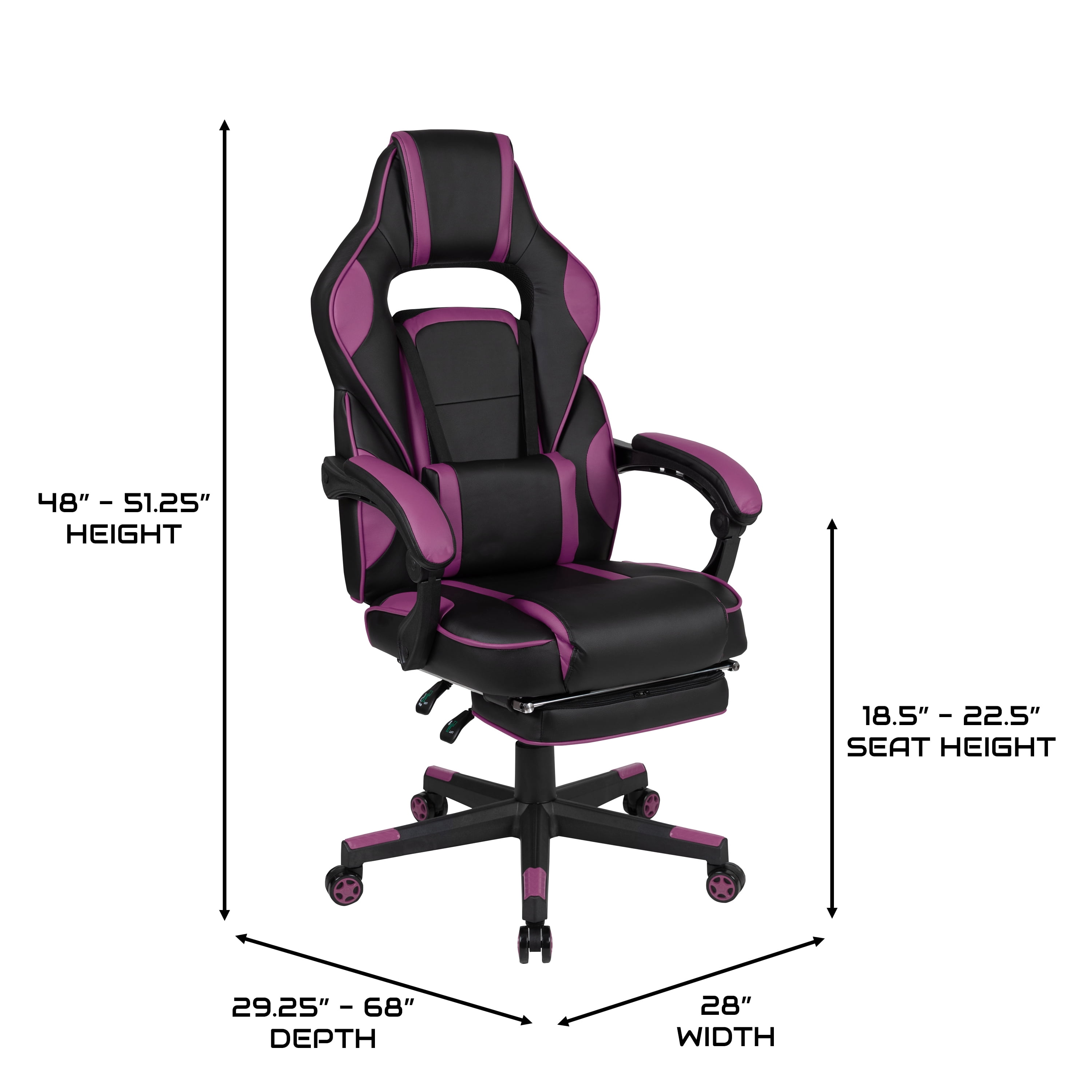 BlackArc Gaming Chair Outfitted With Footrest, Headrest, Lumbar Support Massage Pillow, Reclining Seat/Arms In Black & Red