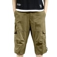 thumbnail image 3 of Men's Cotton Multi Pocket Cargo Shorts Work Pants Knee Length Sports Shorts Button Zipper Closure Casual Daily Hiking Golf Summer Travel | Zenithor,Green 3XL, 3 of 9