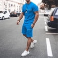 thumbnail image 3 of Los Angeles Graphic Short Sets for Men Crewneck T Shirt and Shorts 2 Piece Matching Set Mens Summer Outfits, 3 of 5