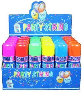 can of party string BLASTER GUN FOR SILLY CRAZY PARTY STRING with two 3oz 