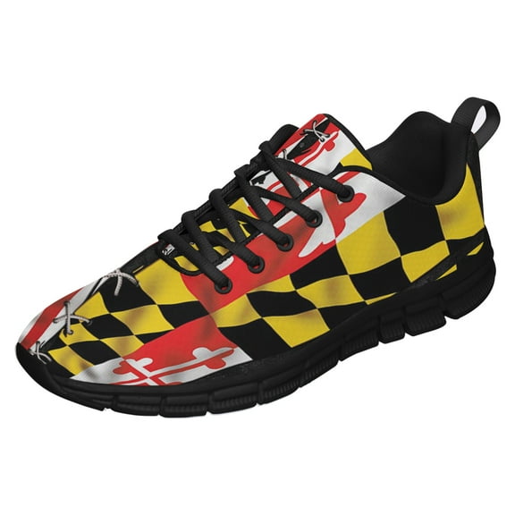 Maryland State Vs American Flag Shoes for Men Women Running Shoes Lightweight Walking Sneakers Mesh Athletic Sport Shoes Black Size 3.5