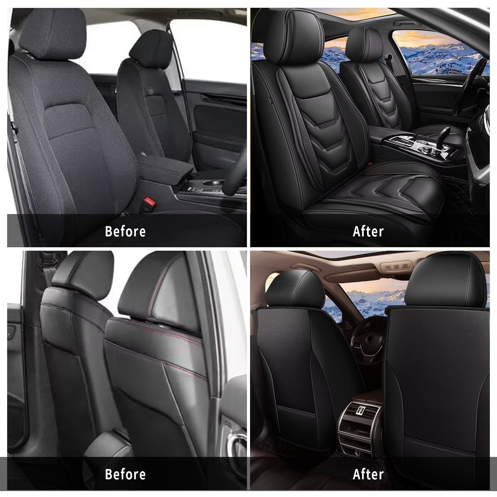 DIKSOAKR 2 Front Seat Car Seat Covers Fit for Buick LaCrosse 2008-2019: Auto Interior Accessories, Waterproof Faux Leather Vehical Car Seat Cushions Cover（Black,2 PCS Front Only）