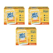 Wet Ones Antibacterial Hand And Face Wipes, Citrus Scent, Singles - 24 Ea, 3 Pack