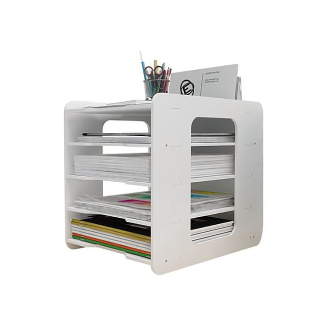 Organizador de escritorio de nivel, bandeja para cartas, soporte para archivos de escritorio, bandeja de papel blanca y A4, almacenamiento de documentos, bandeja de escritorio, soporte para