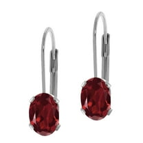 Gem Stone King 1.80 Ct Oval 7X5mm Oval Red Garnet Leverback Earrings