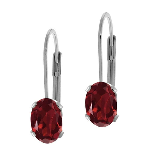 Gem Stone King 1.80 Ct Oval 7X5mm Oval Red Garnet Leverback Earrings