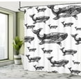 thumbnail image 5 of Ambesonne Sealife Shower Curtain, Hand Drawn Big Whales, 69"Wx84"L, Black and White, 5 of 5