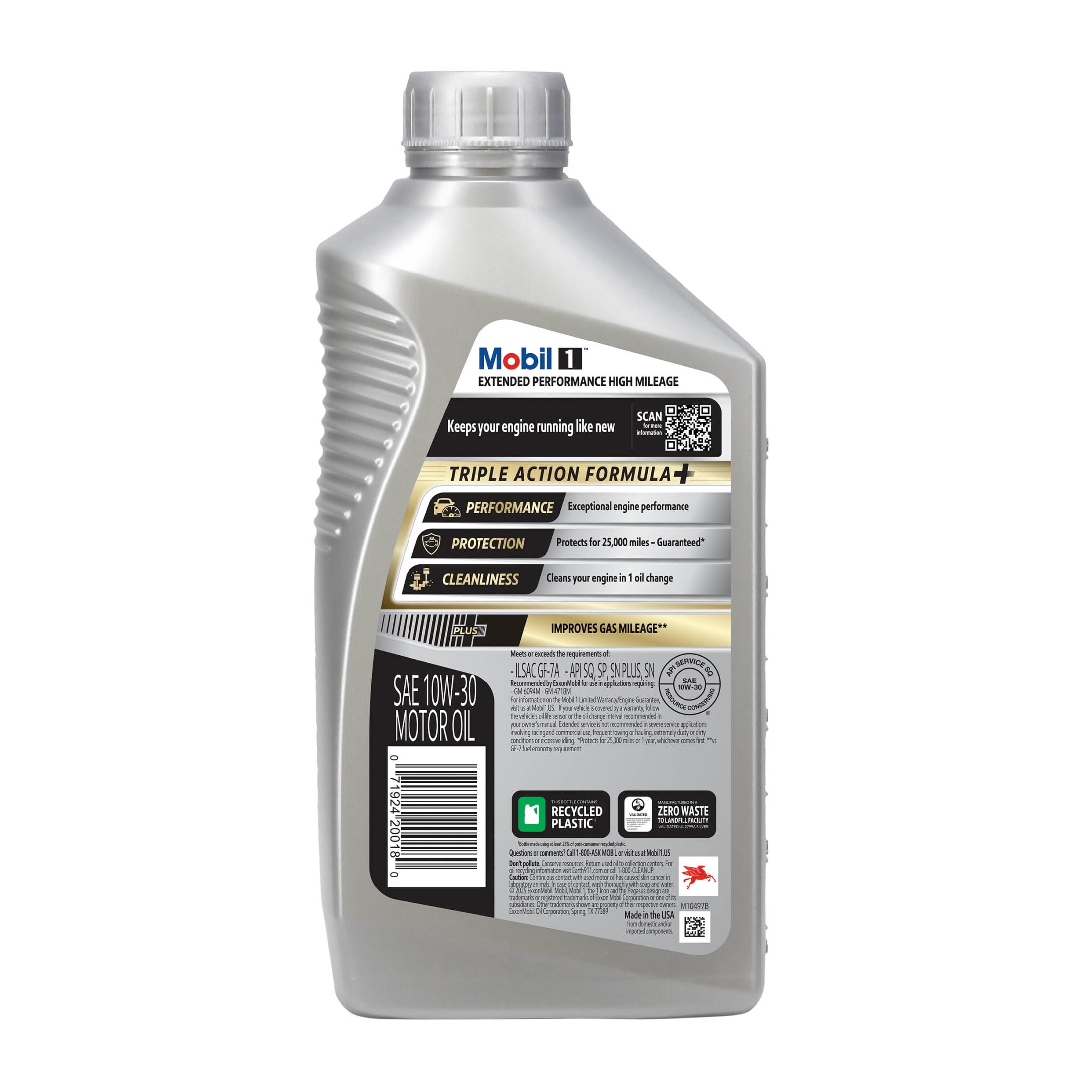 Mobil 1 Extended Performance High Mileage Full Synthetic Motor Oil 10W-30, 1 Quart