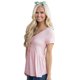 thumbnail image 4 of Mujeres Casual Solid T-shirt Ruffle cuello redondo de manga corta de verano de gran tamaño Tees Abanopi Camiseta de manga corta, 4 of 7
