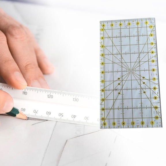 Tachiuwa Rectangular Acrylic Quilting Ruler, Grid Ruler with Grid Lines, Fabric Cutting Template, Sewing Ruler for Fabric Beginners, Tailors