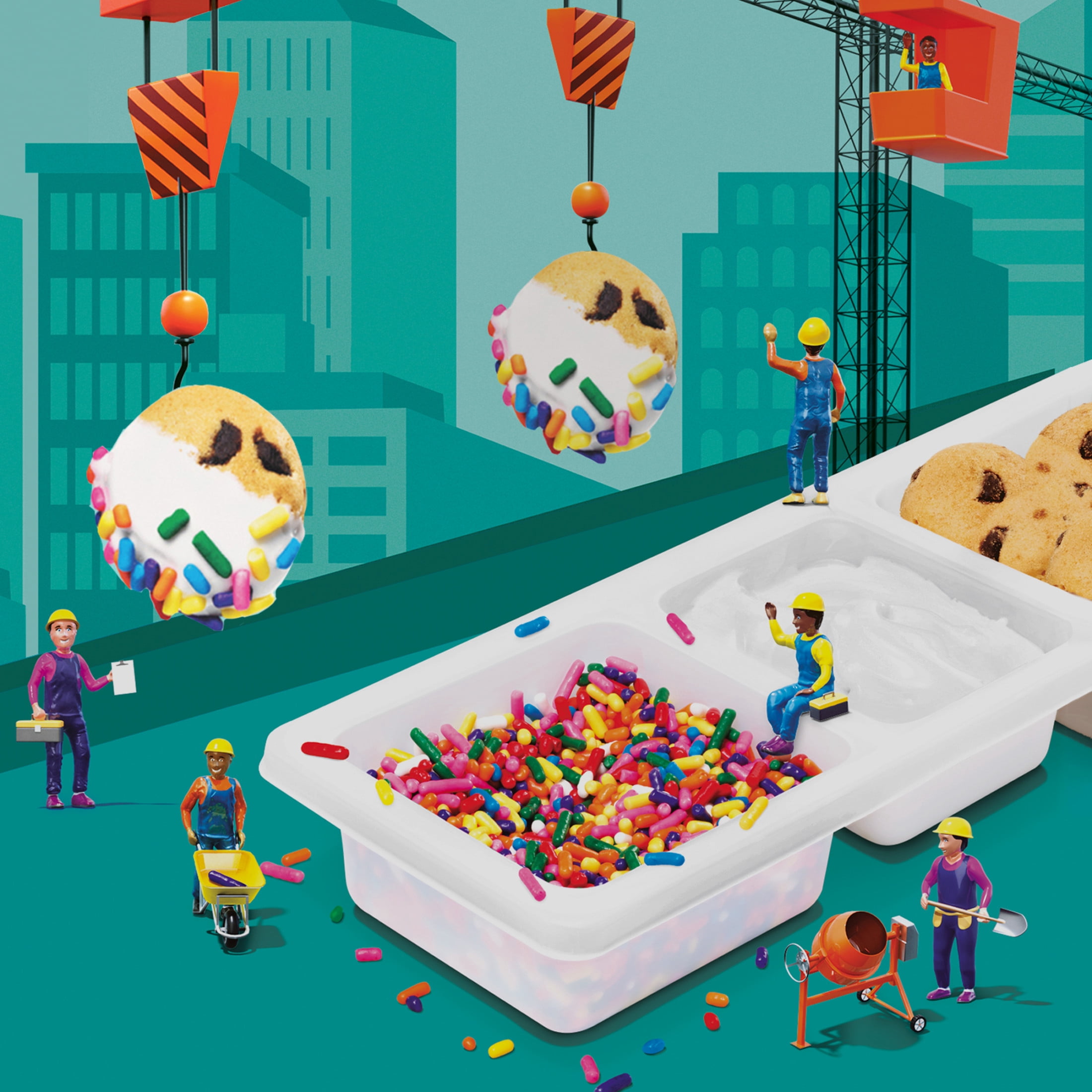 (3 pack) Lunchables Cookie Dunks with Mini Chocolate Chip Cookies, Marshmallow Creme and Sprinkles 1.95 oz Tray