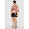 thumbnail image 4 of Women's Plus Size Rhinestone Studded Graphic Print Mesh Tee, 4 of 5