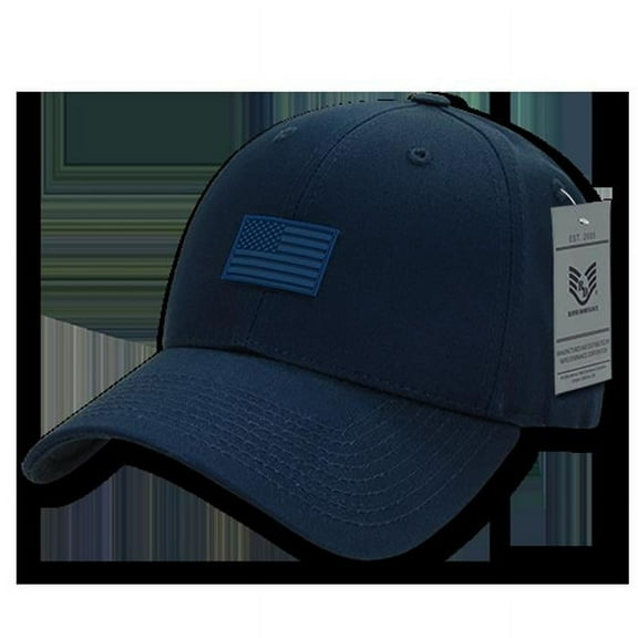 Rapid Dominance USA Structured Small Rubber Flag Mens Cap [Navy Blue - Adjustable]