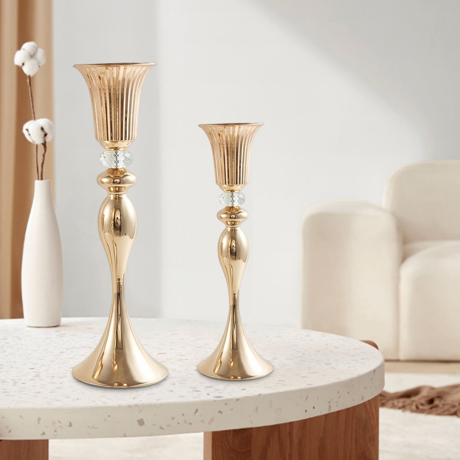 BetterZ Elegant Candle Holder Decorative Shiny Clear Curves Candle