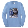 thumbnail image 2 of Wolves and the Moon in the Winter Night | Mens Animal Lover Long Sleeve T-Shirt, Light Blue, X-Large, 2 of 3