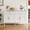 White, variant on ZOSQUARE Modern 58" Sideboard Cabinet with 4 Slatted Doors and 2 Drawers, Black Storage Cabinet with Gold Handles, Credenza Entryway Accent Table for Living Room