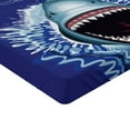 thumbnail image 2 of Ambesonne Dark Blue Fitted Sheet, Wild Shark Hunter, Full Size, White and Blue, 2 of 3