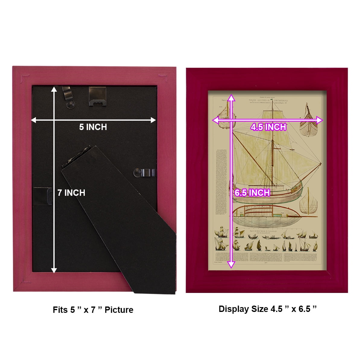 Antique Ship Plan I -Framed Print w/glass-Cherry Red