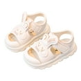 thumbnail image 2 of CUZIBR Girls Baby Sandals Summer Fashion Cute Cartoon Bunny Adjustable Ankle Strap Open Toe Comfortable Flat Thick Soles Shoes Non- Lightweight Princess Sandals Footwear,White,15-18 Months, 2 of 7