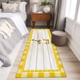 thumbnail image 4 of Gnomes Bees 2'x6' Runner Rugs for Hallway Kitchen Bedside Non Slip Washable, Spring Daisy Wooden Grain Yellow Plaid Entryway Rug Runners with Rubber Backing, Long Carpet Runner for Laundry Room, 4 of 8