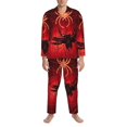 thumbnail image 3 of Naloa Black Spider Web With Spiders Men’s Pajamas Set - Long Sleeve Button Down Sleep Shirt and Pajama Bottoms Sleepwear Set-X-Large, 3 of 7