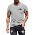 thumbnail image 3 of UVEASISHA Mens Summer T Shirts Christian Cross Print Crew Neck Tees Lightweight Short Sleeve Workout Shirt Comfort Casual Pullover Top Gray M, 3 of 6