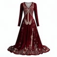 thumbnail image 4 of HCBY Women's Halloween Maxi Dress Long Sleeve V Neck Printed Gothic Inspired A Line Long Dress for Vintage Party and Themed Events, 4 of 4