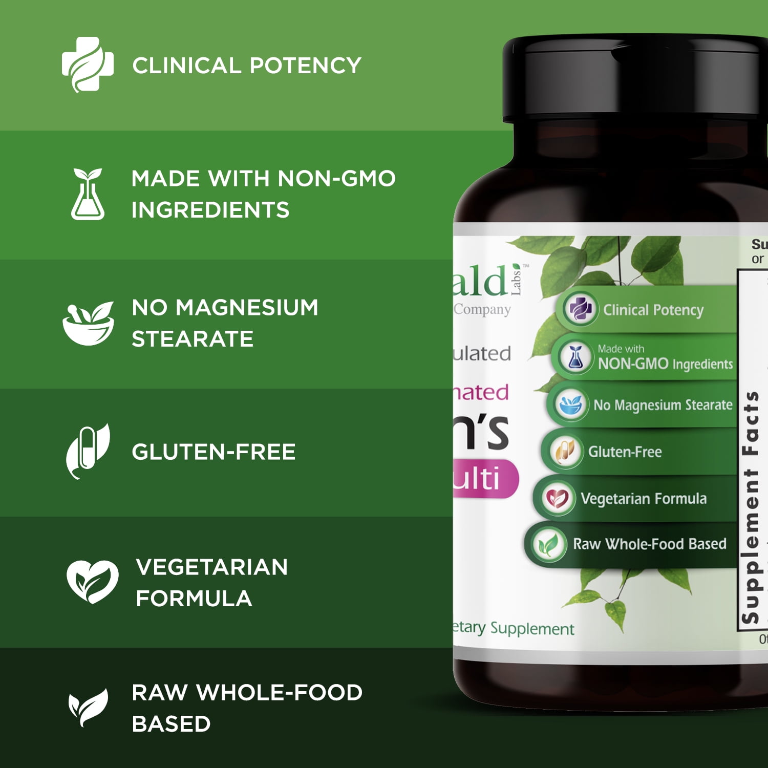 Emerald Labs Women's 1-Daily Multi - Complete Daily Multivitamin with Vitamin B, Calcium, Grapeseed Extract to Support Adrenal Function, Energy Levels, Hormonal Support - 30 Vegetable Capsules