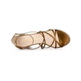thumbnail image 5 of BLISSFUL STEP Women's Strappy Crisscross Strap Block Heels Sandals Brown 9, 5 of 8