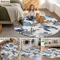 thumbnail image 5 of Navy Blue Sea Turtle Coastal Round Area Rug 3Ft Washable Small Circle Rugs for Kitchen Entryway, Beach Black Coral Nautical Rustic Non-Slip Carpet Floor Mats Indoor Outdoor Carpet Runner Home Decor, 5 of 8