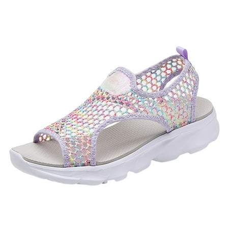 

Women Summer Mesh Beach On Sport Casual Open Toe Flat Soft Bottom Breathable Shoes Sandals Sandals for Women with Arch Support for Comfortable Walk Hot Sandals for Women