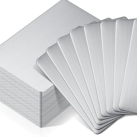 KONTONTY 5-Pack Stainless Steel Blank Name Plates for Engraving, Metal Tags, Office Labels, Business Cards, Metal Name Signs