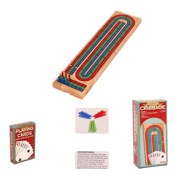ziyahi Cribbage Set With Full Deck Playing Cards Fun Addition To Parties And Family Events Cribbage Board Game Set 9 Pegs