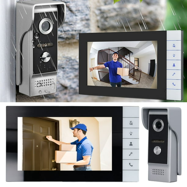 De Videoportero, Práctico Kit De Videoportero Con Timbre, Pantalla De 7 Pulgadas, Visión Nocturna Infrarroja De Gran Angular De 90 Grados Para El Hogar