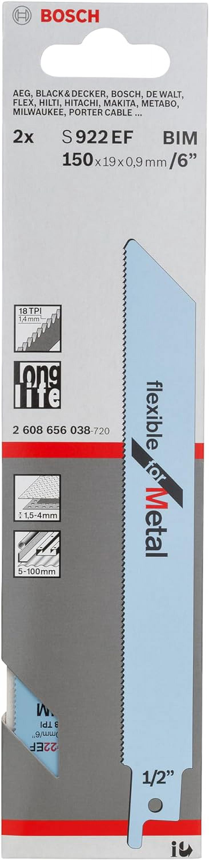 Bosch Accessories Professional 5 pieces Reciprocating Saw Blade S 922 EF Flexible for Metal (fo