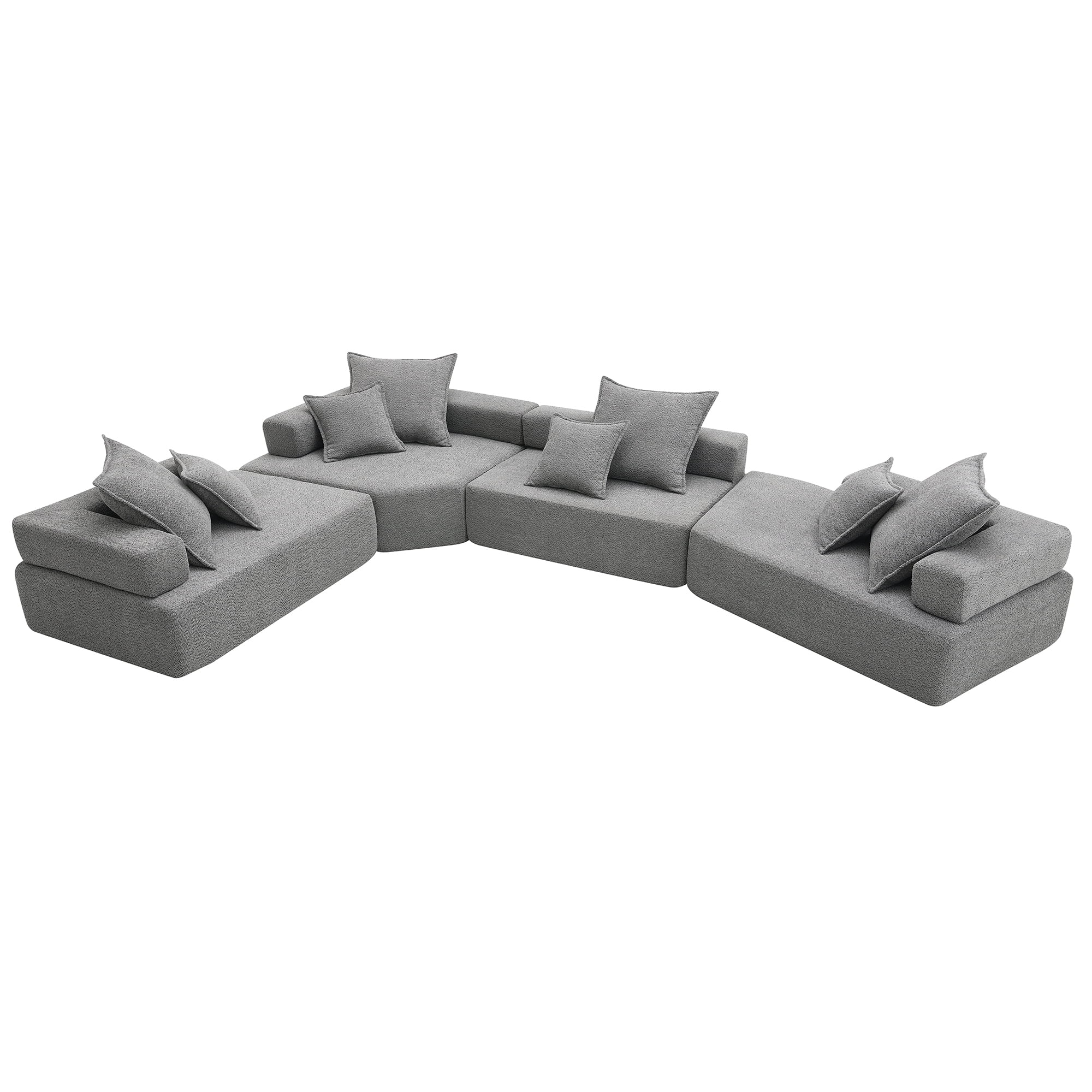 MAYEERTY 156" Oversized U-Shaped Modular Sectional Sofa - Luxury Boucle Convertible Compressed Floor Couch, 4PC Free Combination for Living Room, 2 Colors