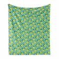 thumbnail image 1 of Fruit Soft Flannel Fleece Throw Blanket, Repetitive Lemons Citrus Pattern on Polka Dotted Background, Cozy Plush for Indoor and Outdoor Use, 60" x 80", Yellow Fern Green, by Ambesonne, 1 of 5