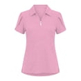 thumbnail image 7 of WQNVRNR Womens Golf Polo Shirts- Slim Fit Casual Summer Short Sleeve Moisture Wicking Stand Collar 1/4 Zip Tops Pink Size 2XL, 7 of 7