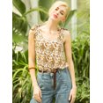 thumbnail image 2 of Blusa floral sin mangas de gasa con correa de decoración de pajarita sin mangas para mujer Albaricoque XS, 2 of 6