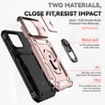 thumbnail image 4 of Nalacover Case for iPhone 12 Pro Max Heavy Duty Camera Lens Sliding Cover, Rugged PC + TPU Military Grade Shockproof Metal Magnetic Car Mount Cover with Ring Holder Bracket, Rosegold, 4 of 8