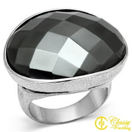 Hematite Dome Ring Classy Not Trashy® Size 5 Women's Brass Dome Ring with Synthetic Jet Tone Hematite Stone ()