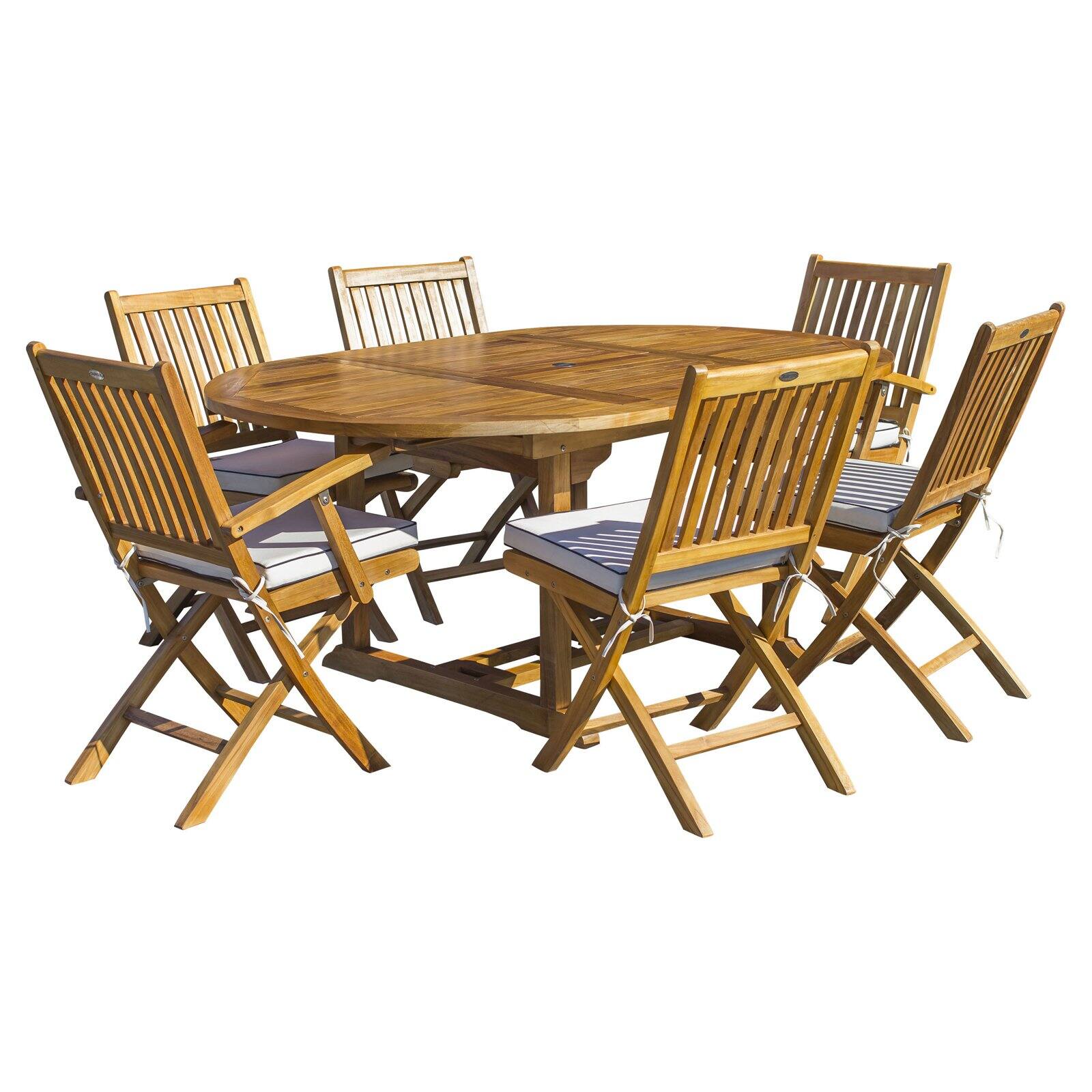 Seven Seas Teak San Diego Teak 7 Piece Patio Dining Set