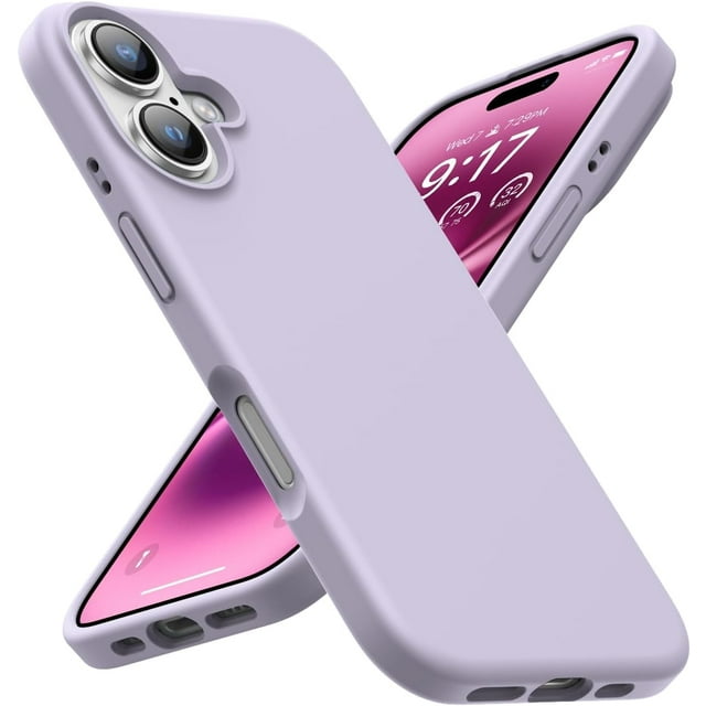 KOMI Designed for iPhone 16 Case,Shockproof Liquid Silicone Protective Phone Case with Soft Anti-Scratch Microfiber Lining Ultra Slim Drop Protection Phone Cover 6.1 inch Morandi Purple