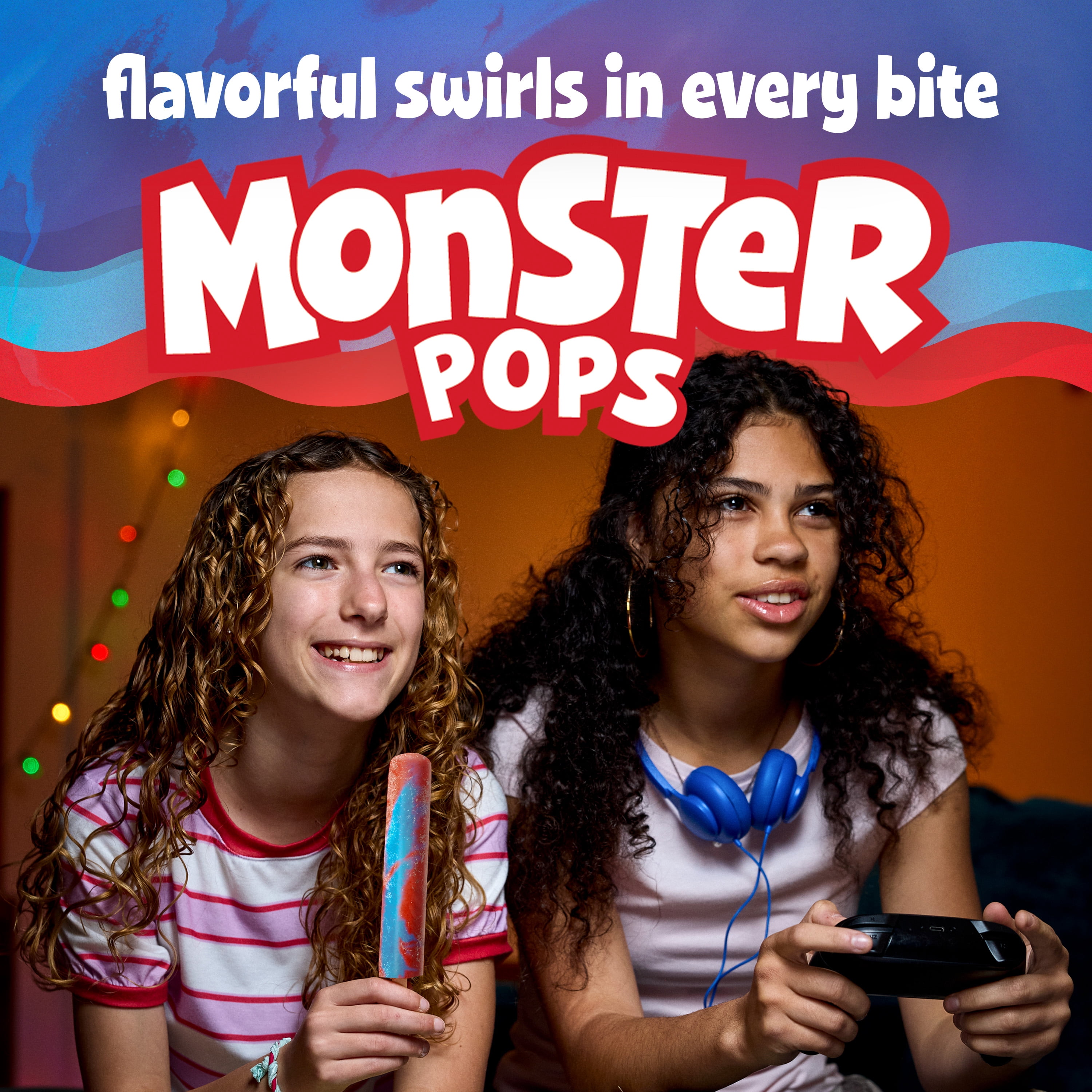 Budget Saver Monster Pops, Berry Twist, 12 Count, Frozen Popsicles with Natural Colors