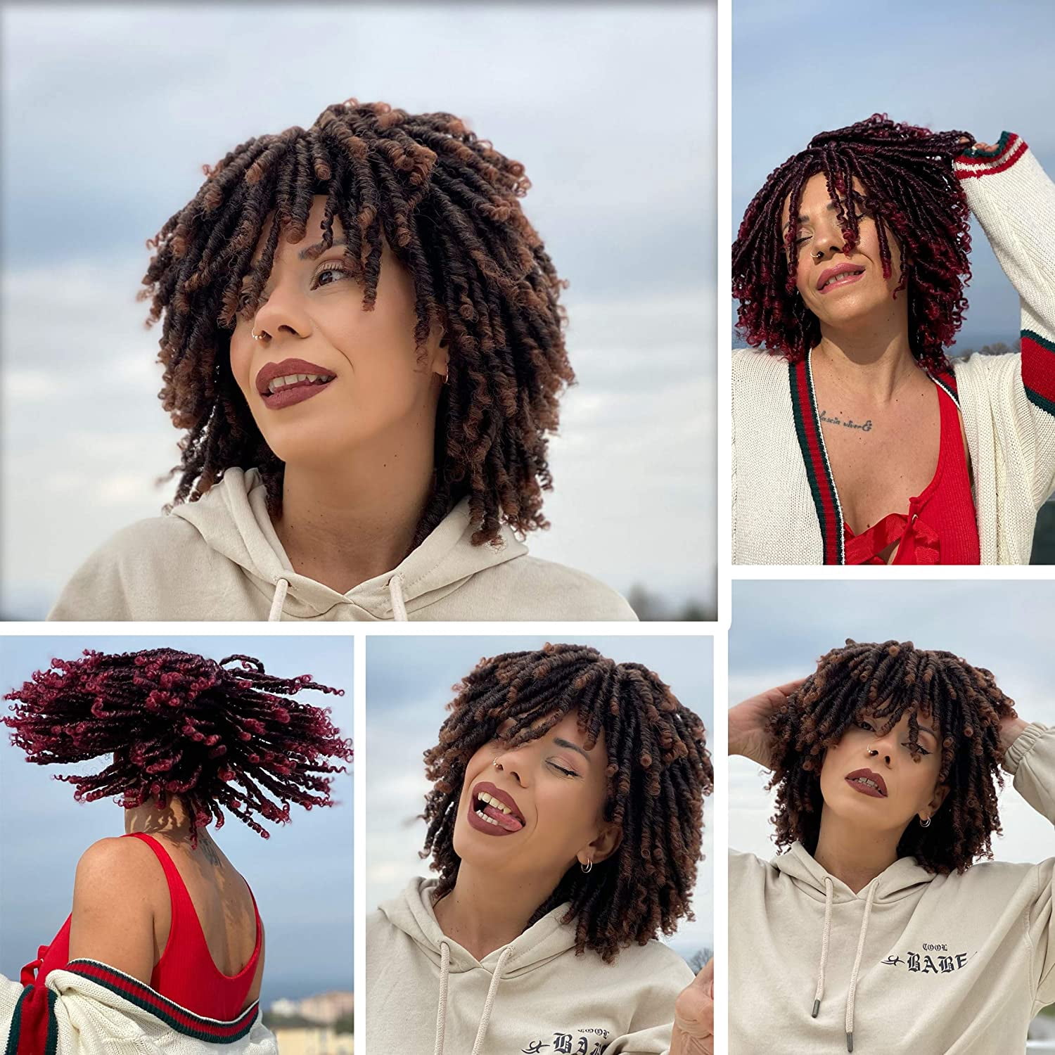 DOPI Synthetic Dreadlocks Wig Twist Wigs for Black Women Short Curly Wigs Natural Crochet Wigs